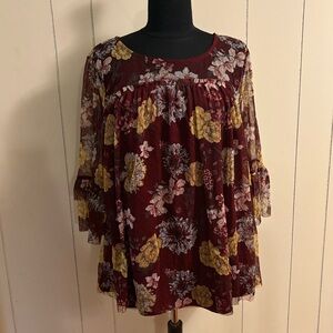 Semi Sheer Boho Floral Top